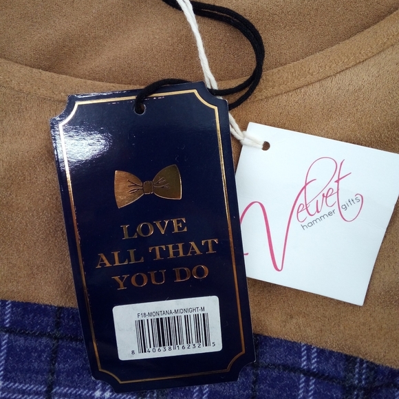 NWT Simply Southern Collection Midnight Montana Dress Elbow Pads Blue Plaid M - Picture 13 of 14